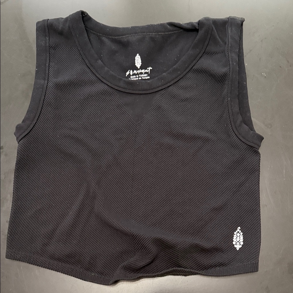 Free People Movement Black Ribbed Tank Top